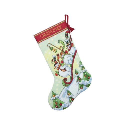 (image for) Stocking Sledding Snowmen Counted Cross Stitch Kit